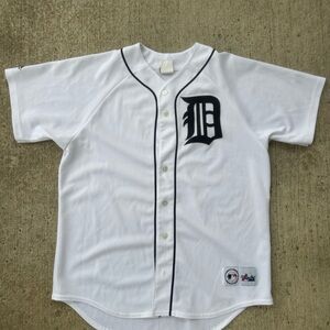 Vtg Majestic Genuine Detroit Tigers Jersey Mens Large White Blank Back MLB USA